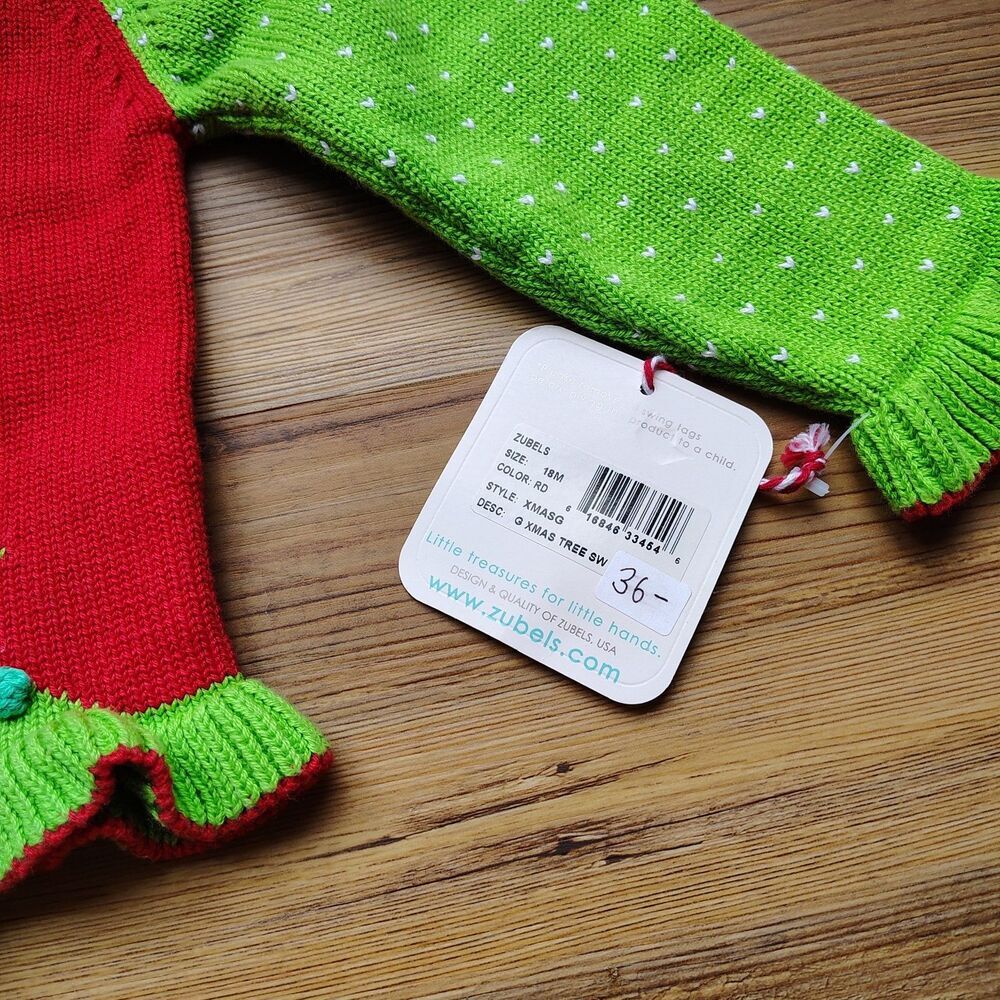 Zubels Baby Christmas Sweater 18 Months NWT Holiday Tree Knit Pullover Festive - Picture 2 of 6